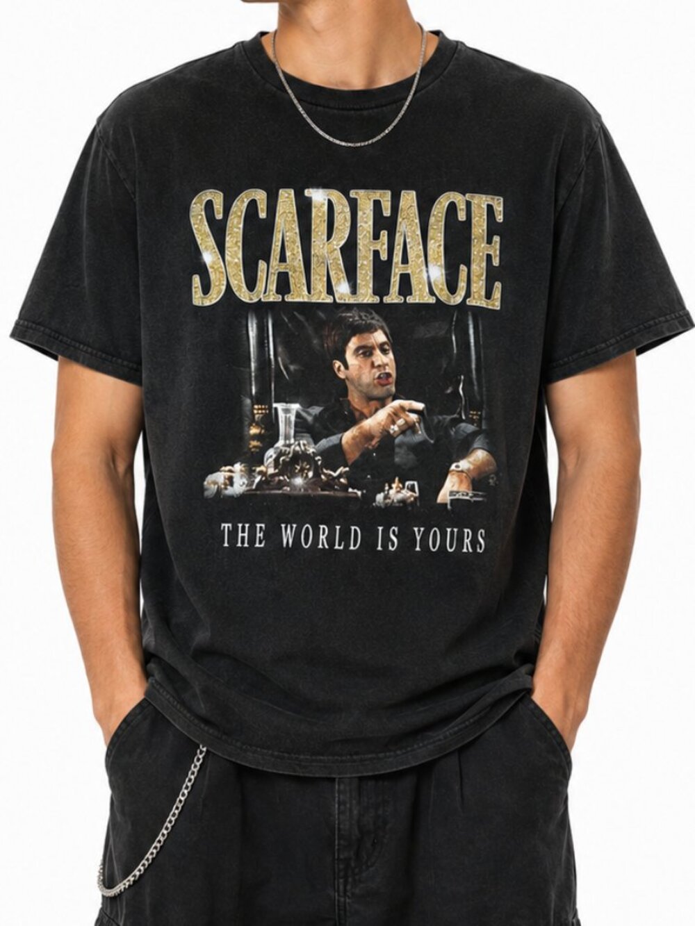 Scarface Graphic Tee Black Gold Medium